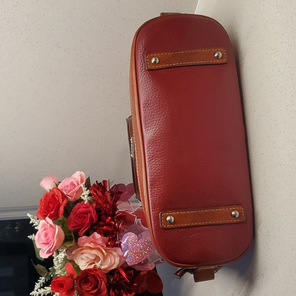 Dooney & Bourke Red & Brown Dome Pebbled Leather - Picture 5 of 16